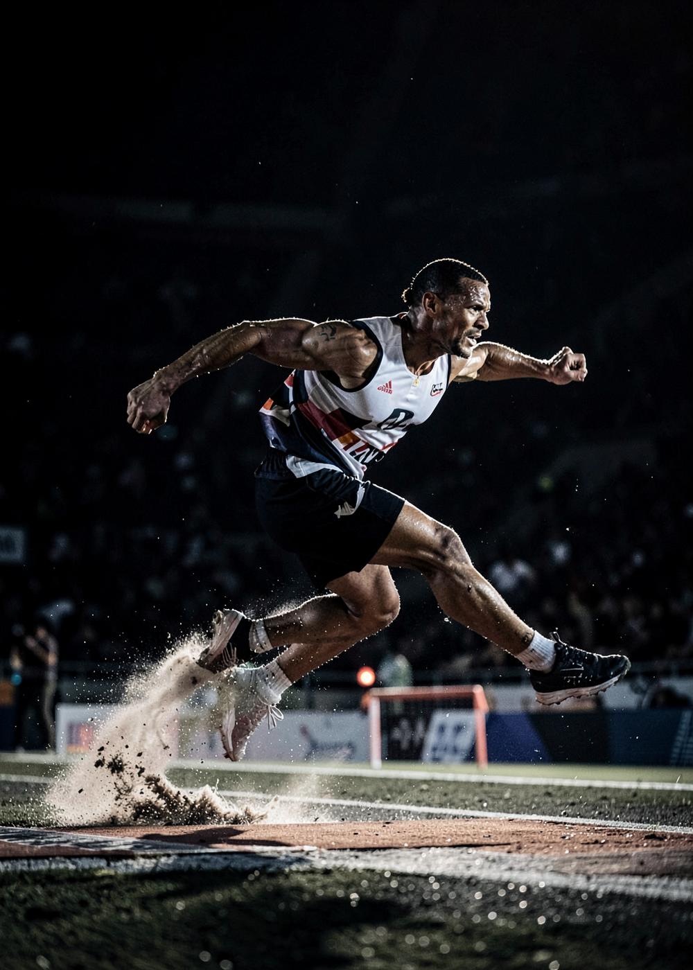 Track athlete mid-stride at a Fort Worth meet